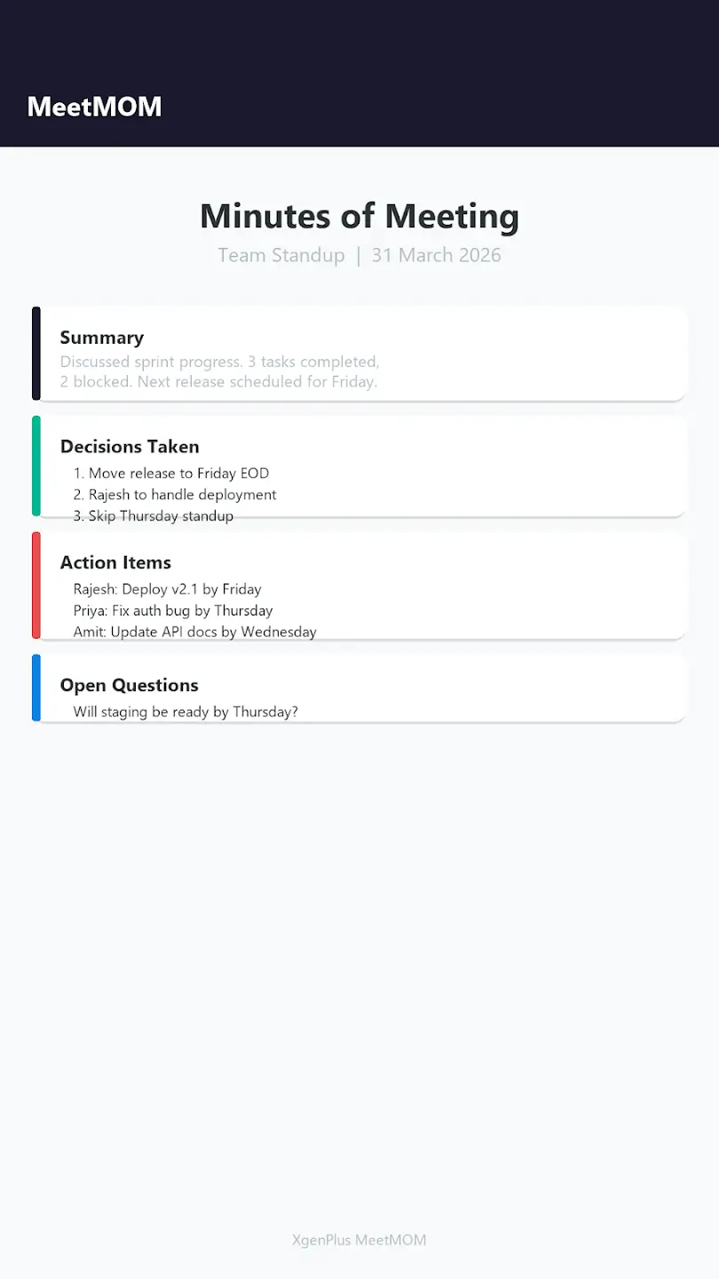 MeetMOM - Minutes of Meeting